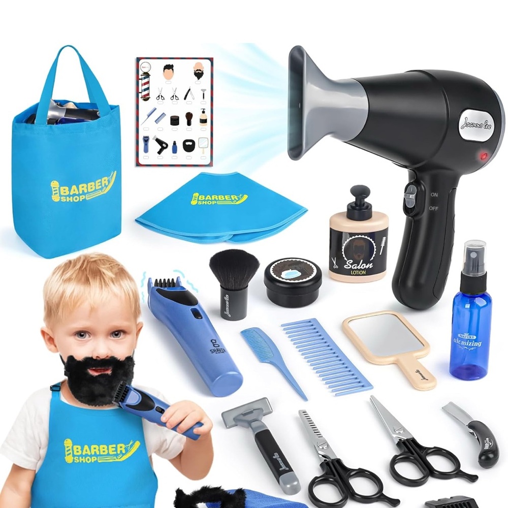 Black and Blue Toy Barber Set